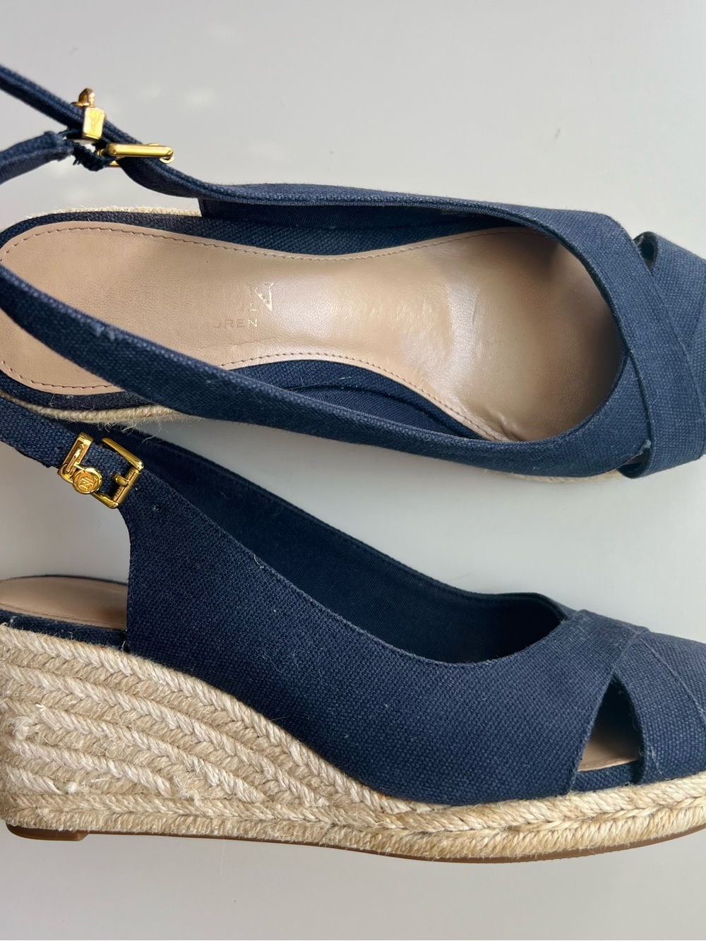 Polo by Ralph Lauren Navy Canvas Espadrille Wedge Slingback